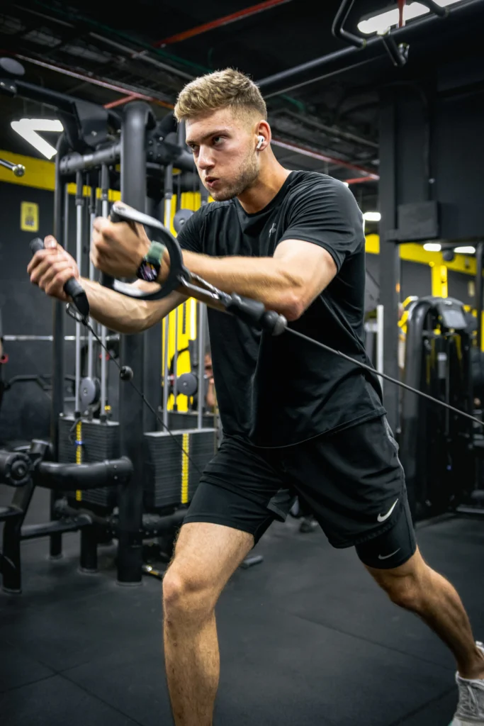 Athlete training on a cable machine