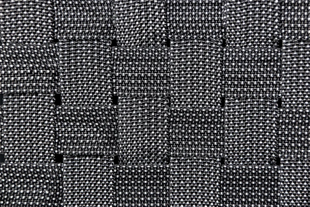 Close-up of black and white woven nylon webbing