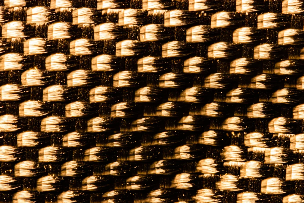 Close-up of tightly woven brown and black webbing